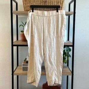Eileen Fisher 100% Organic Linen Mid-Rise Pull On Capri Pant w/Pockets, XL